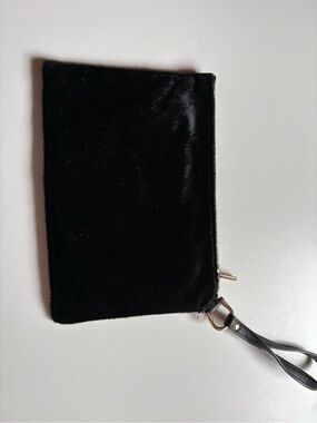 Black Faux Fur Wristlet Clutch